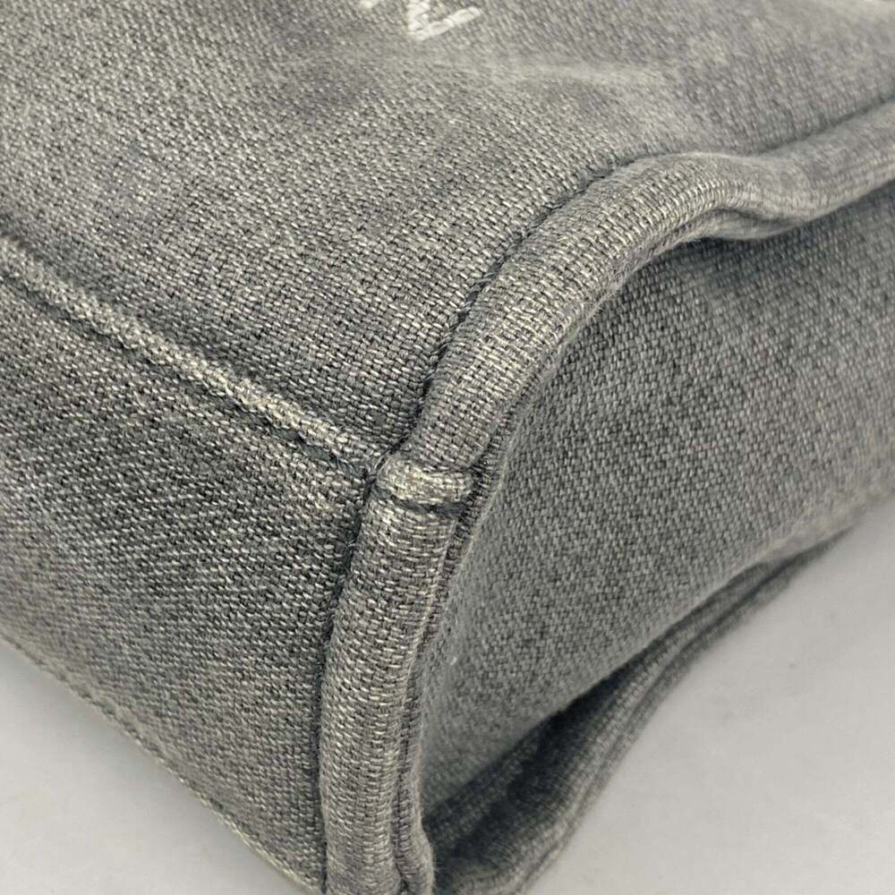 CHANEL Gray Canvas Deauville Tote Bag - Picture 11 of 12
